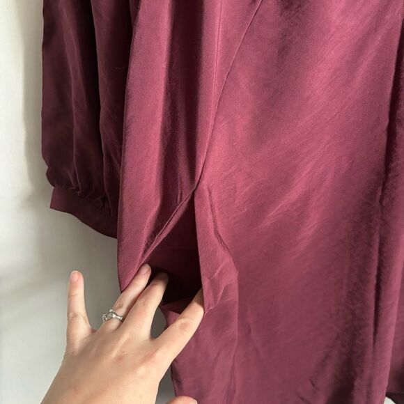 Whistles NWT Burgundy Enora Dress Size Medium Relaxed Fit Long Sleeve Pockets - Picture 10 of 10